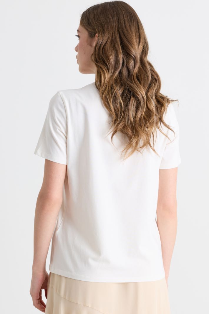 T-shirt con scollo tondo - BIANCO - Intrend - 4