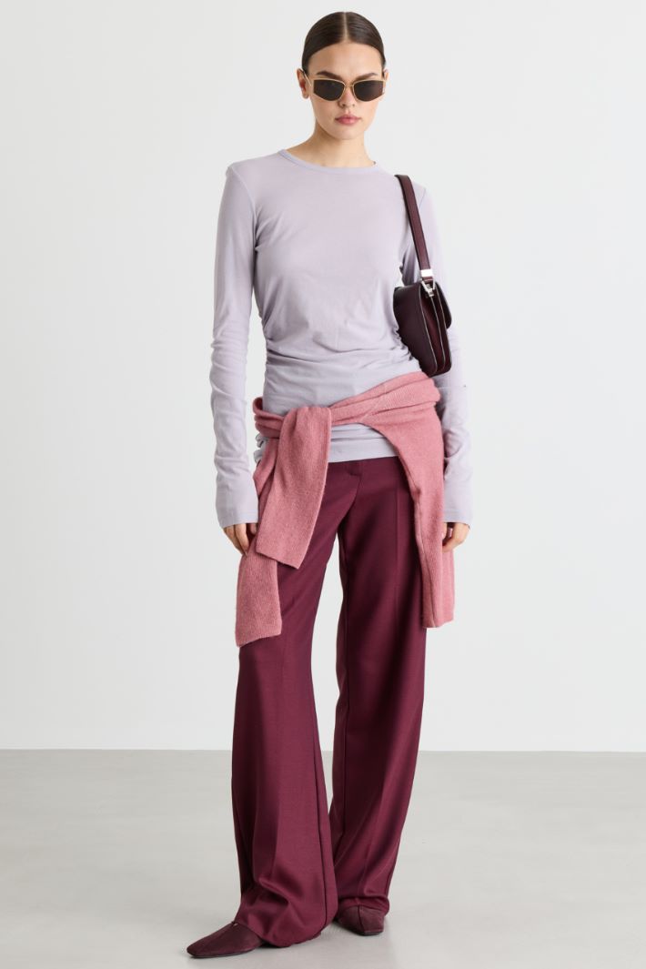 T-shirt in jersey con drappeggio - LILLA - Intrend