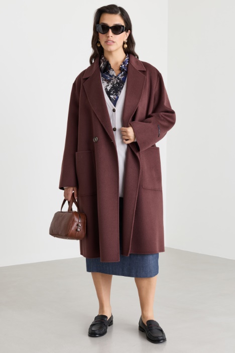 Double-Breasted Double Cloth Coat - Intrend
