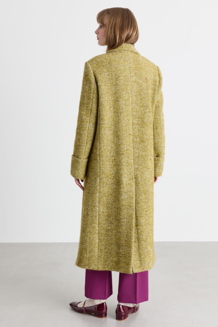 Double-breasted bouclé coat - GREEN - Intrend - 4