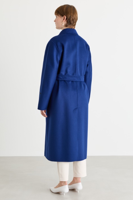 Cappotto in double di lana con cintura