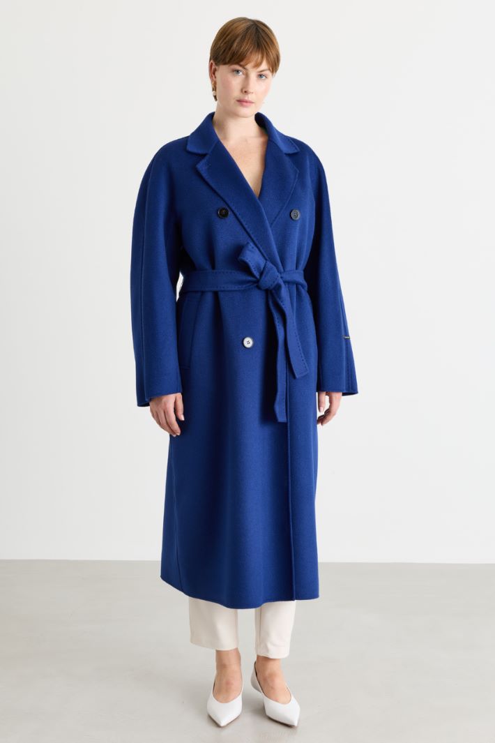 Belted double-faced wool coat - BLUE - Intrend - 2