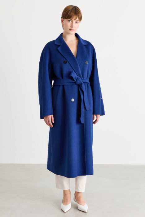 Cappotto in double di lana con cintura