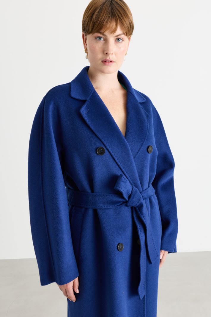 Belted double-faced wool coat - BLUE - Intrend - 3