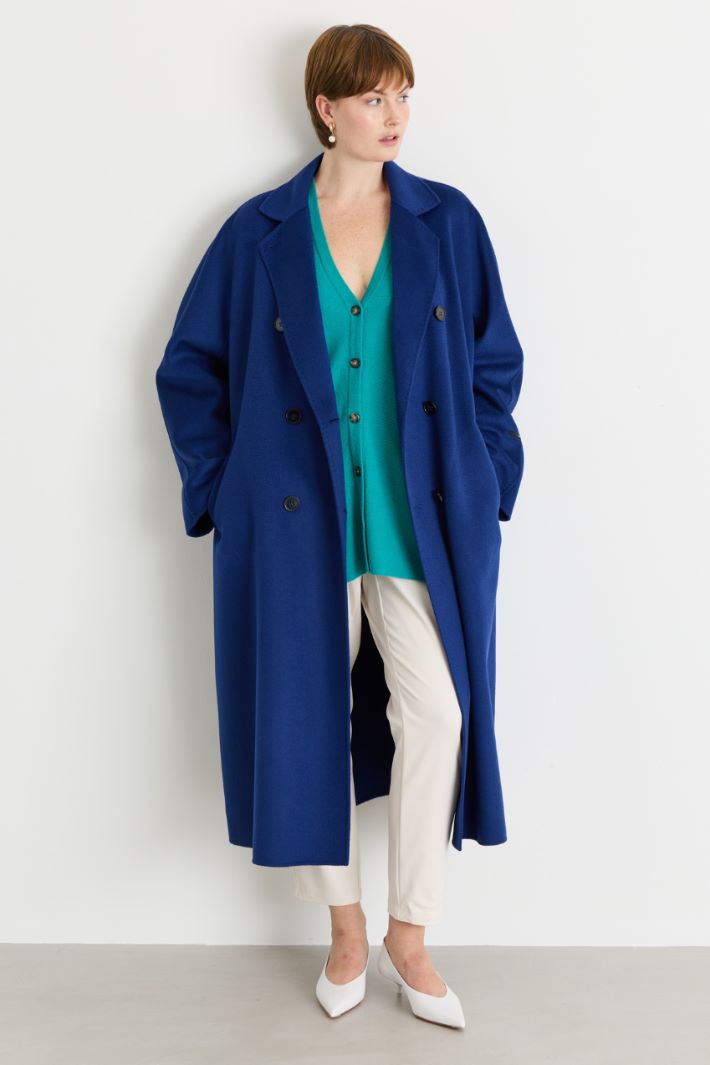 Belted double-faced wool coat - BLUE - Intrend