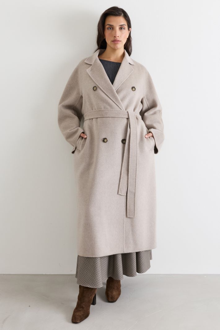 Belted double-faced wool coat - GREY - Intrend - 2
