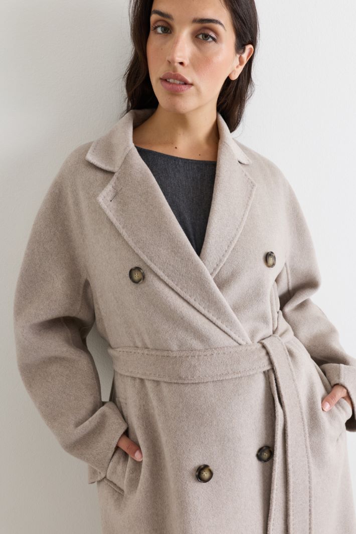 Belted double-faced wool coat - GREY - Intrend - 3
