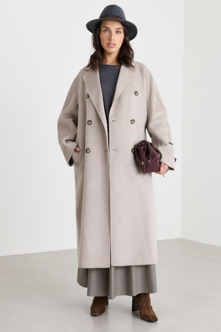 Belted double-faced wool coat - GREY - Intrend