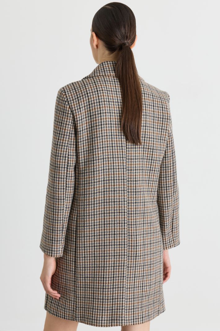 Houndstooth Double-Breasted Coat - CAMEL - Intrend - 4