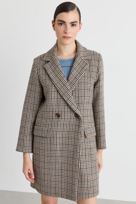 Cappotto doppiopetto in lana Pied de Poule