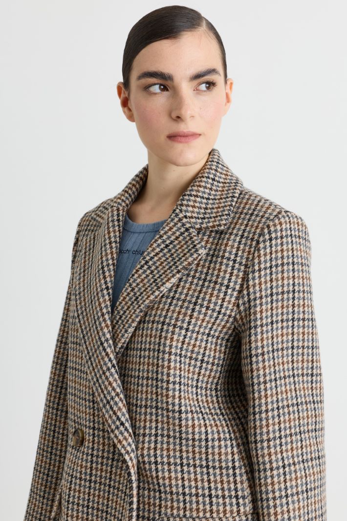 Houndstooth Double-Breasted Coat - CAMEL - Intrend - 3
