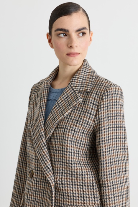 Cappotto doppiopetto in lana Pied de Poule