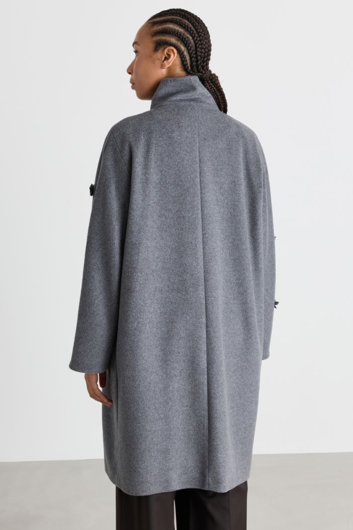 Cappotto in double con ricamo floreale - GRIGIO - Intrend - 4