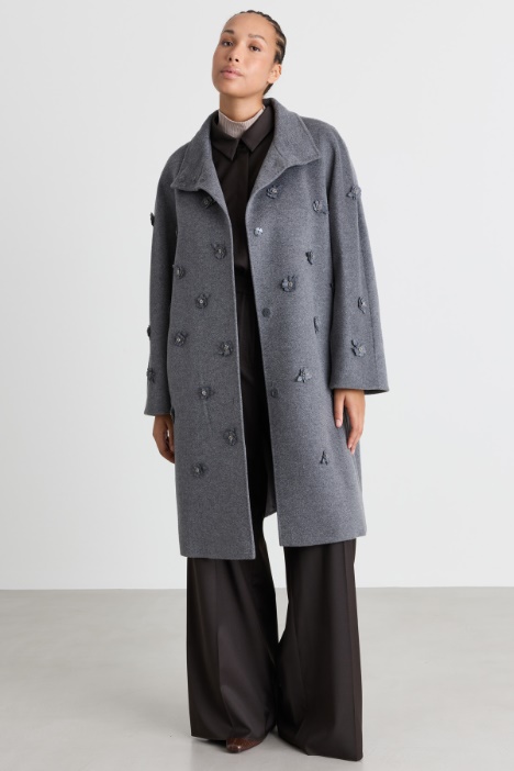 Cappotto in double con ricamo floreale - Intrend