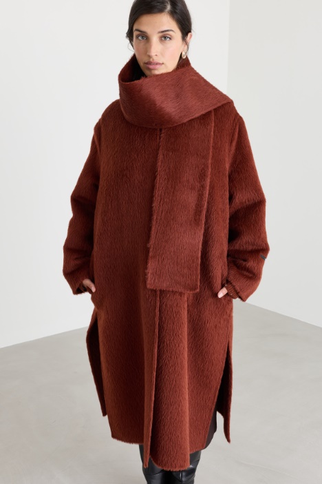 Cappotto in double di lana e alpaca con sciarpa