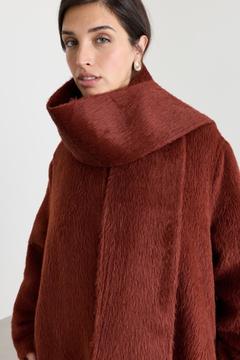 Cappotto in double di lana e alpaca con sciarpa