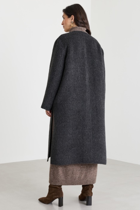 Cappotto in double di lana e alpaca con sciarpa