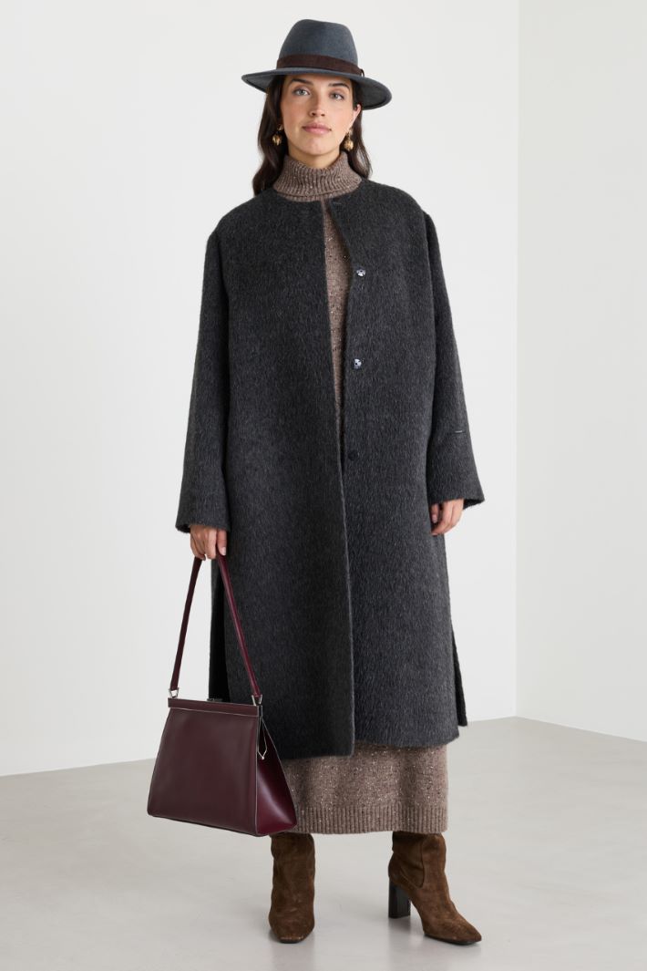 Cappotto in double con sciarpa - GRIGIO - Intrend