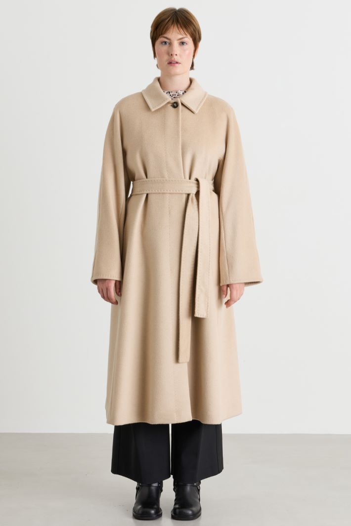 Belted double-faced wool coat - BEIGE - Intrend - 2