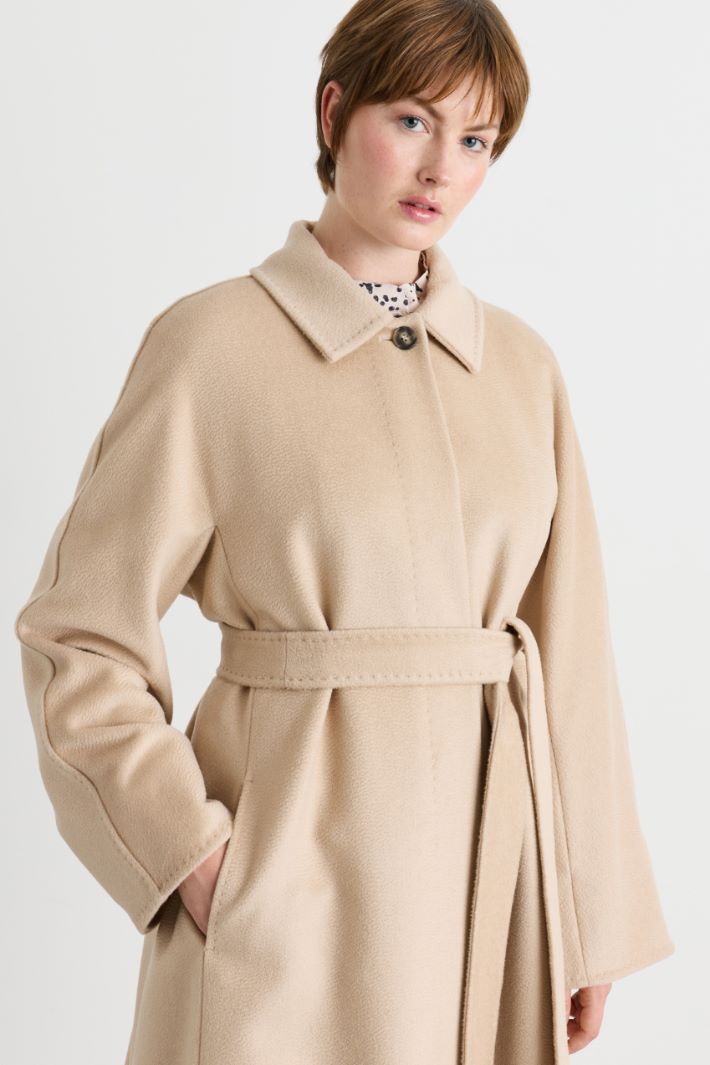Belted double-faced wool coat - BEIGE - Intrend - 3