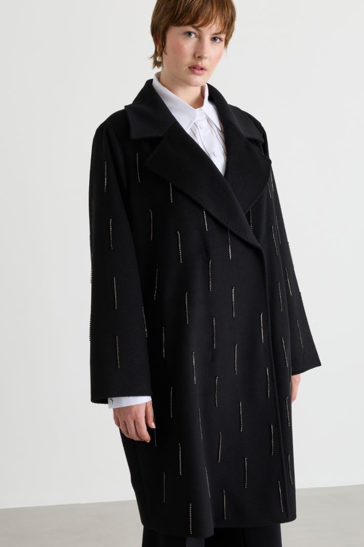 Cappotto cocoon con catenelle di strass - NERO - Intrend - 2