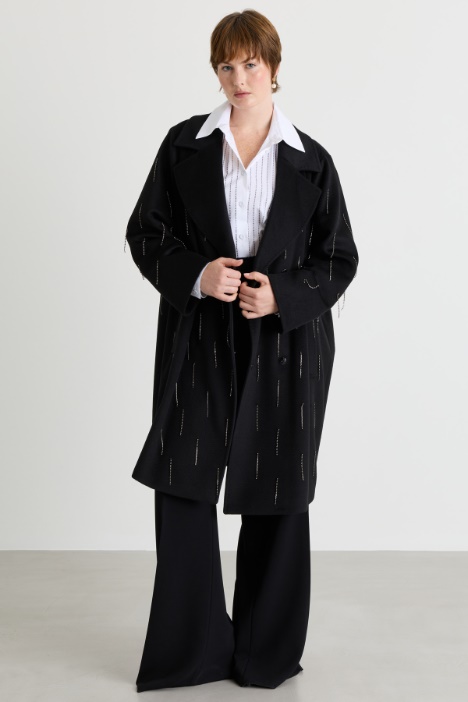 Cappotto cocoon con catenelle di strass - Intrend