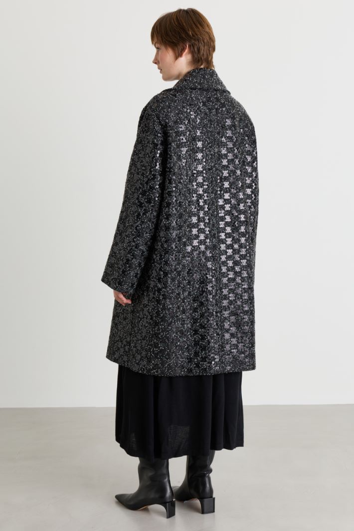 Cappotto in bouclé con paillettes - NERO - Intrend - 4