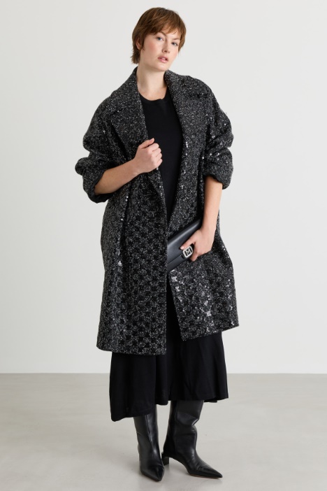 Cappotto in bouclé con paillettes - Intrend