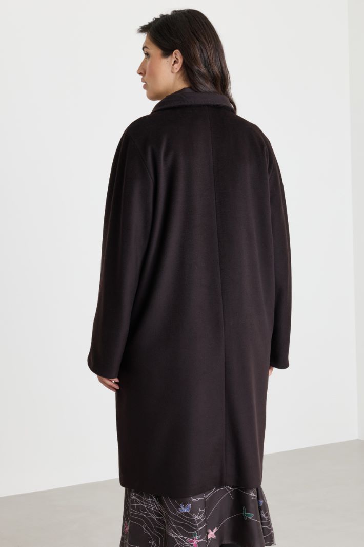 Funnel-neck cocoon coat - BROWN - Intrend - 4