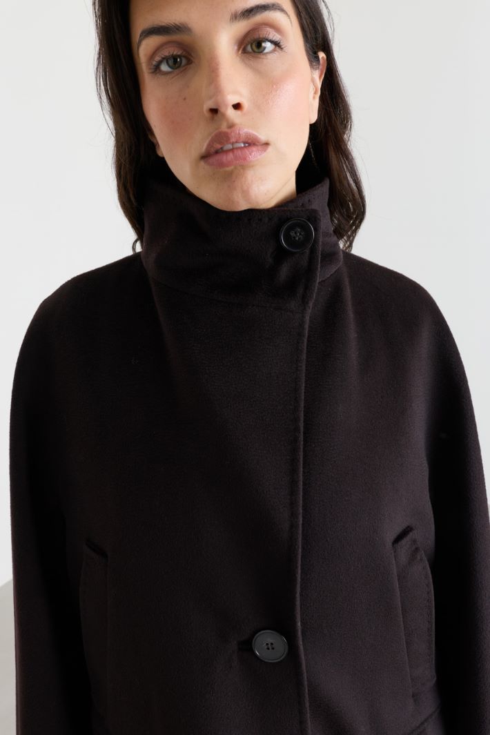 Funnel-neck cocoon coat - BROWN - Intrend - 3