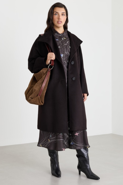 Funnel-neck cocoon coat - Intrend