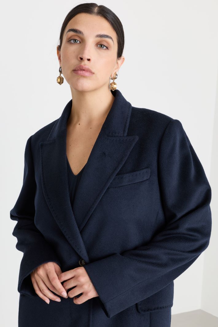 Cappotto in drap con rever a lanciabo - BLU - Intrend - 3