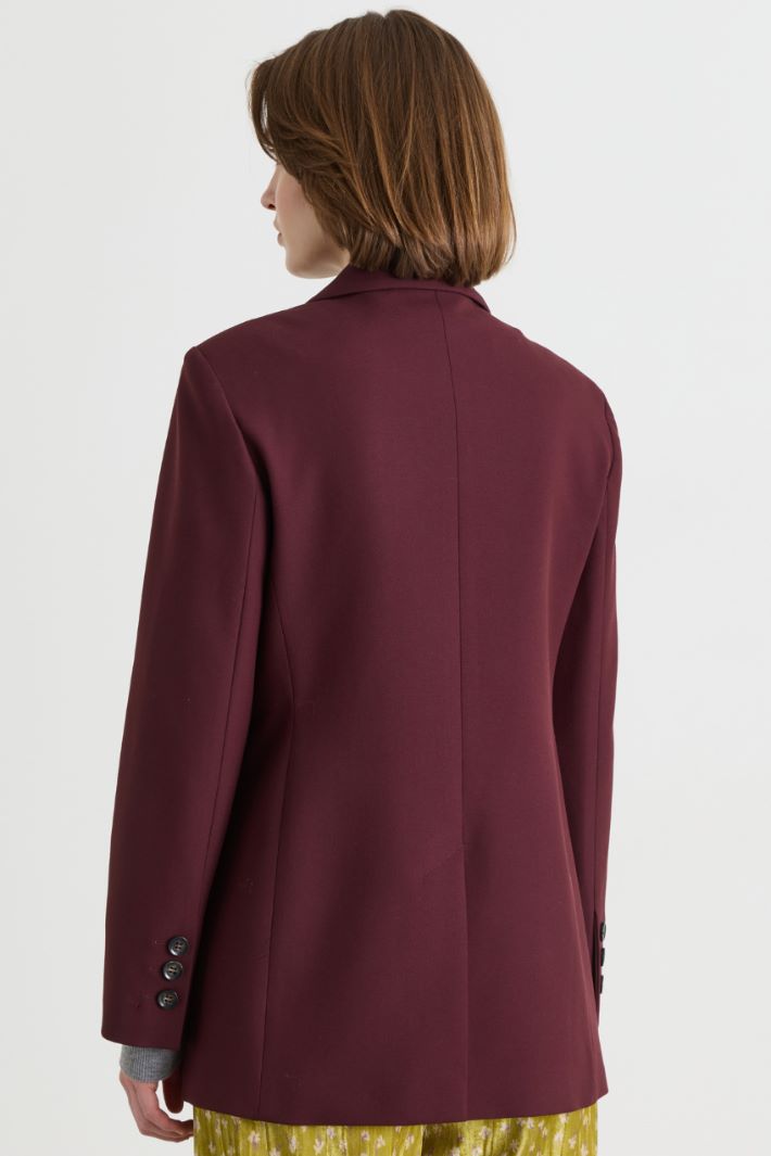 Stretch double-breasted blazer - BORDEAUX - Intrend - 4