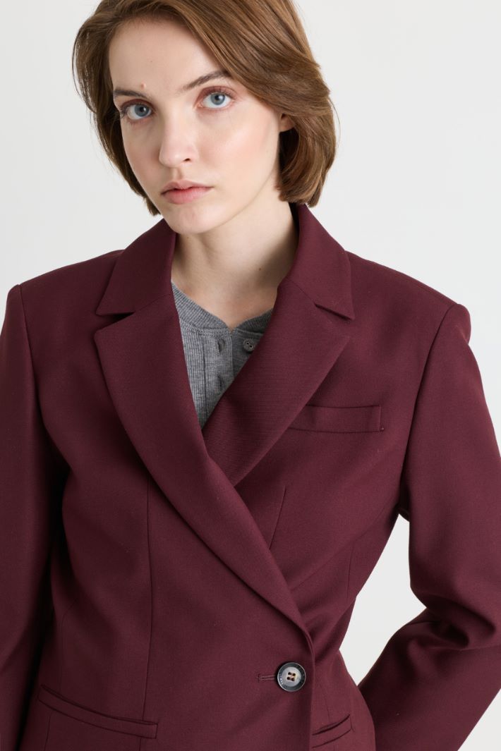 Stretch double-breasted blazer - BORDEAUX - Intrend - 3