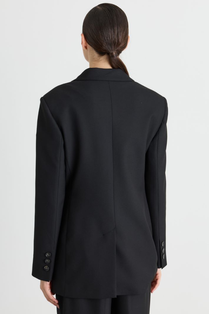 Stretch double-breasted blazer - BLACK - Intrend - 4