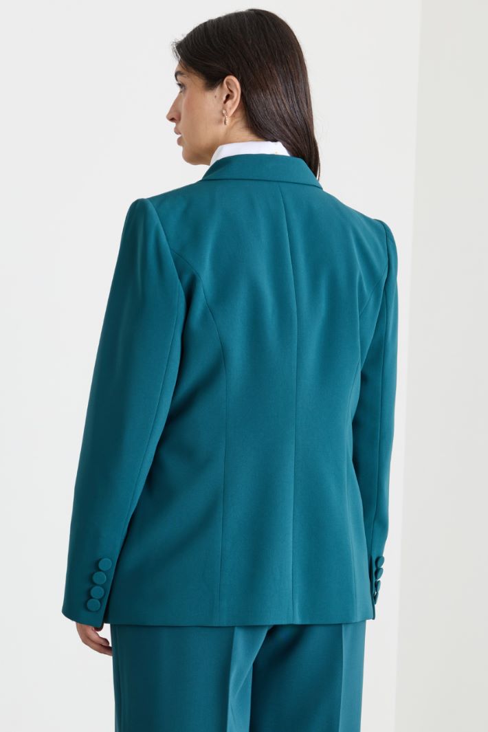 Double-breasted cady blazer - GREEN - Intrend - 4