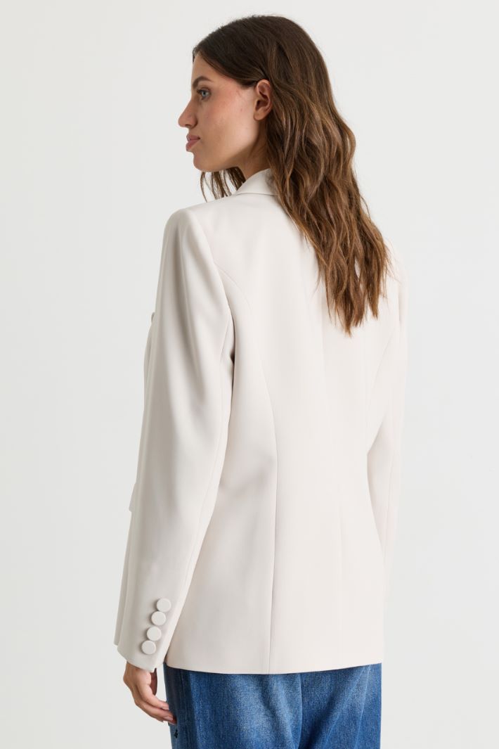 Double-breasted cady blazer - IVORY - Intrend - 4