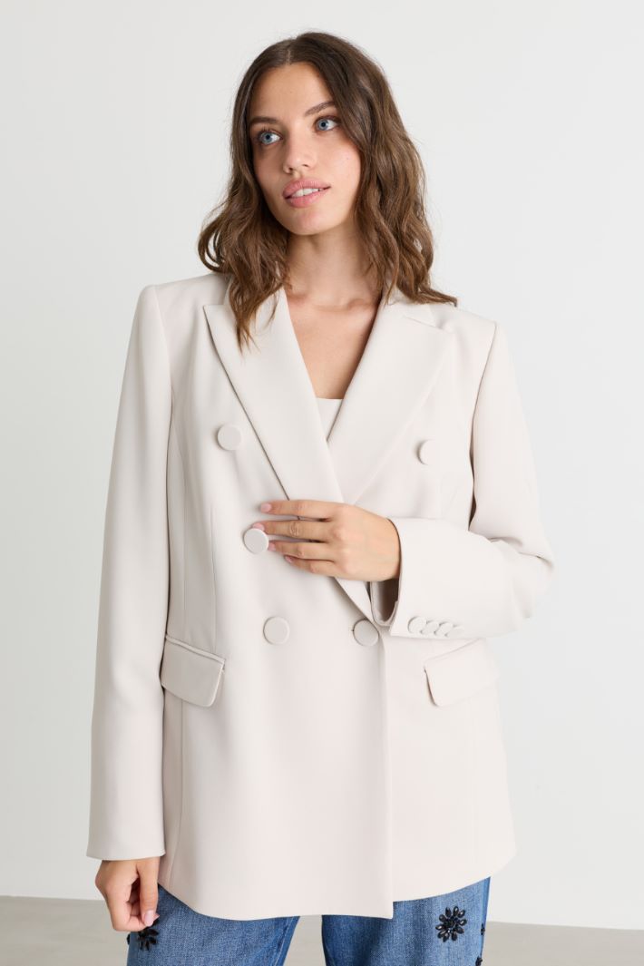 Double-breasted cady blazer - IVORY - Intrend - 2