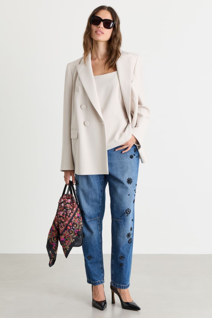 Double-breasted cady blazer - IVORY - Intrend