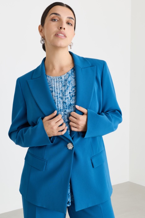 Jewel-button cady blazer - Intrend
