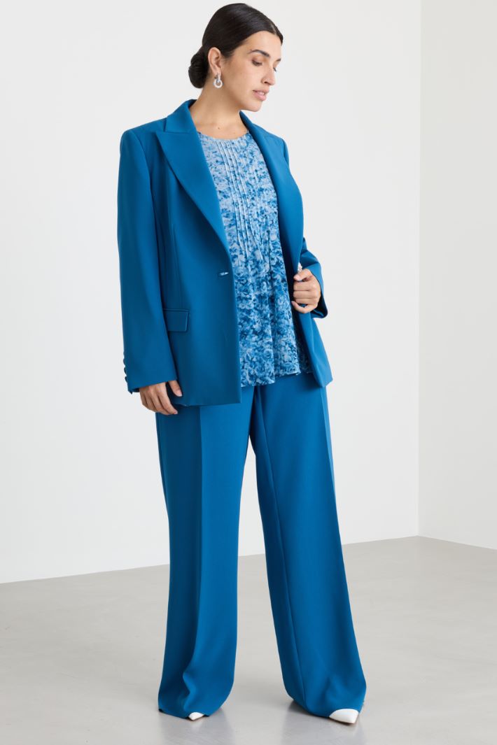 Jewel-button cady blazer - LIGHT BLUE - Intrend