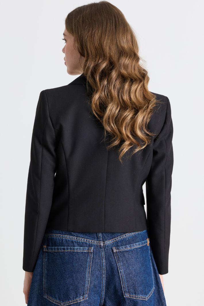 Cropped Blazer - BLACK - Intrend - 4