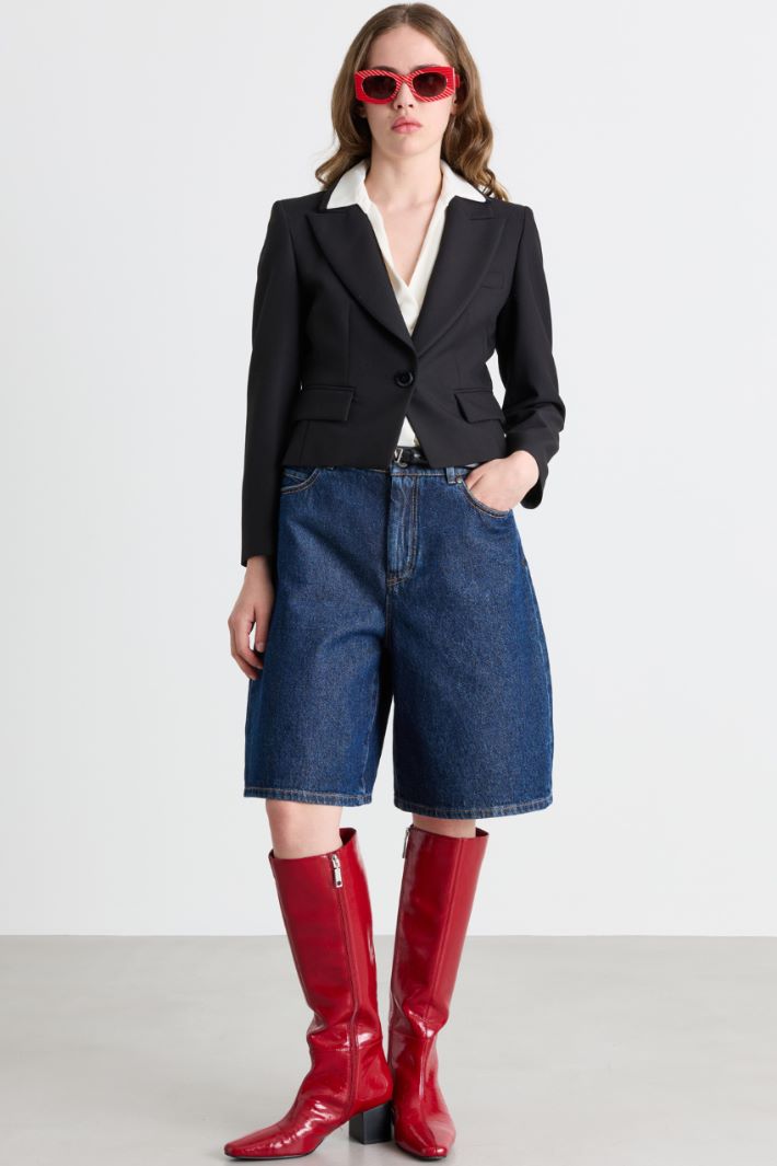 Cropped Blazer - BLACK - Intrend