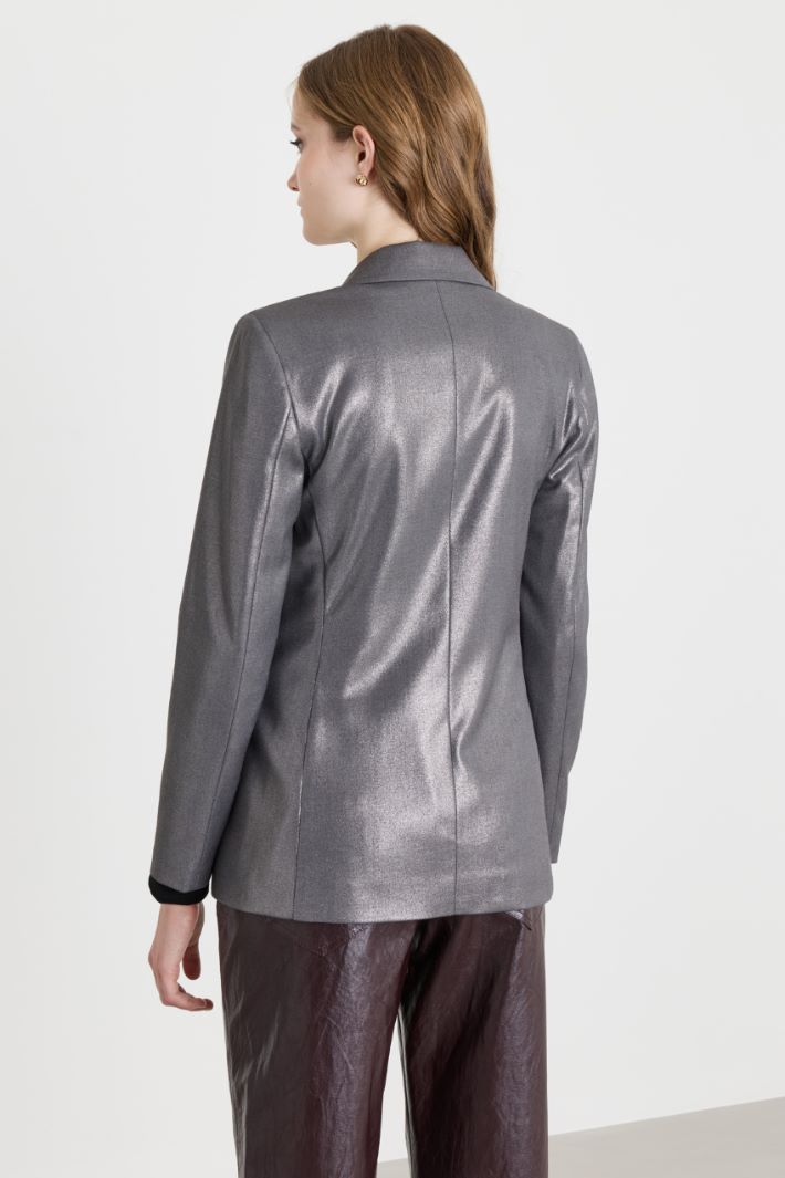 Slim-fit laminated blazer - GREY - Intrend - 4
