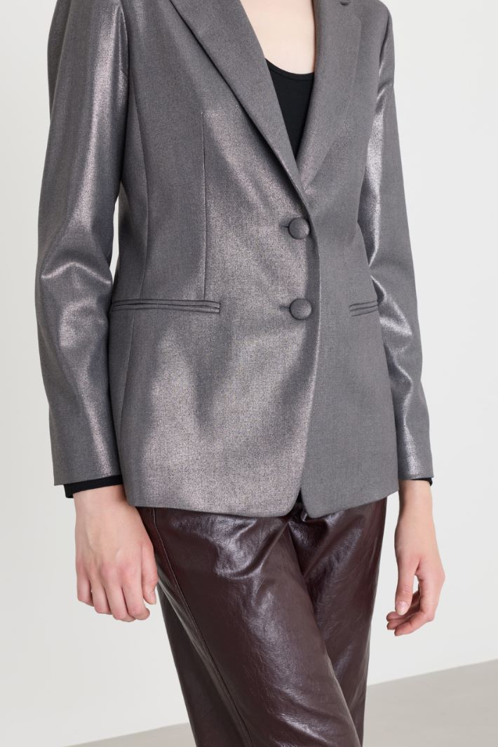 Slim-fit laminated blazer - GREY - Intrend - 3