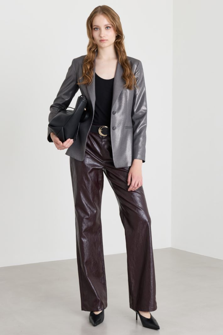 Slim-fit laminated blazer - GREY - Intrend