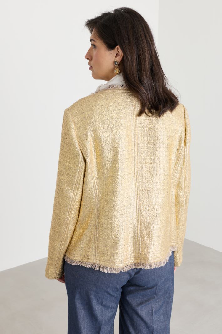 Laminated knit jacket - GOLD - Intrend - 4