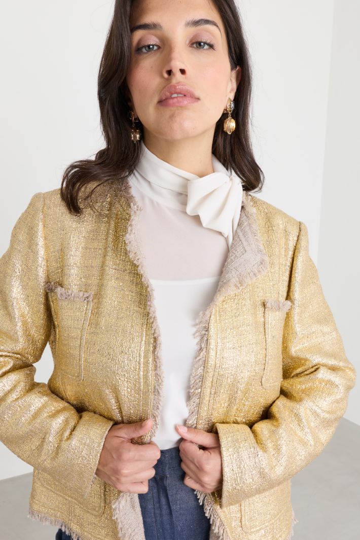Laminated knit jacket - GOLD - Intrend - 3
