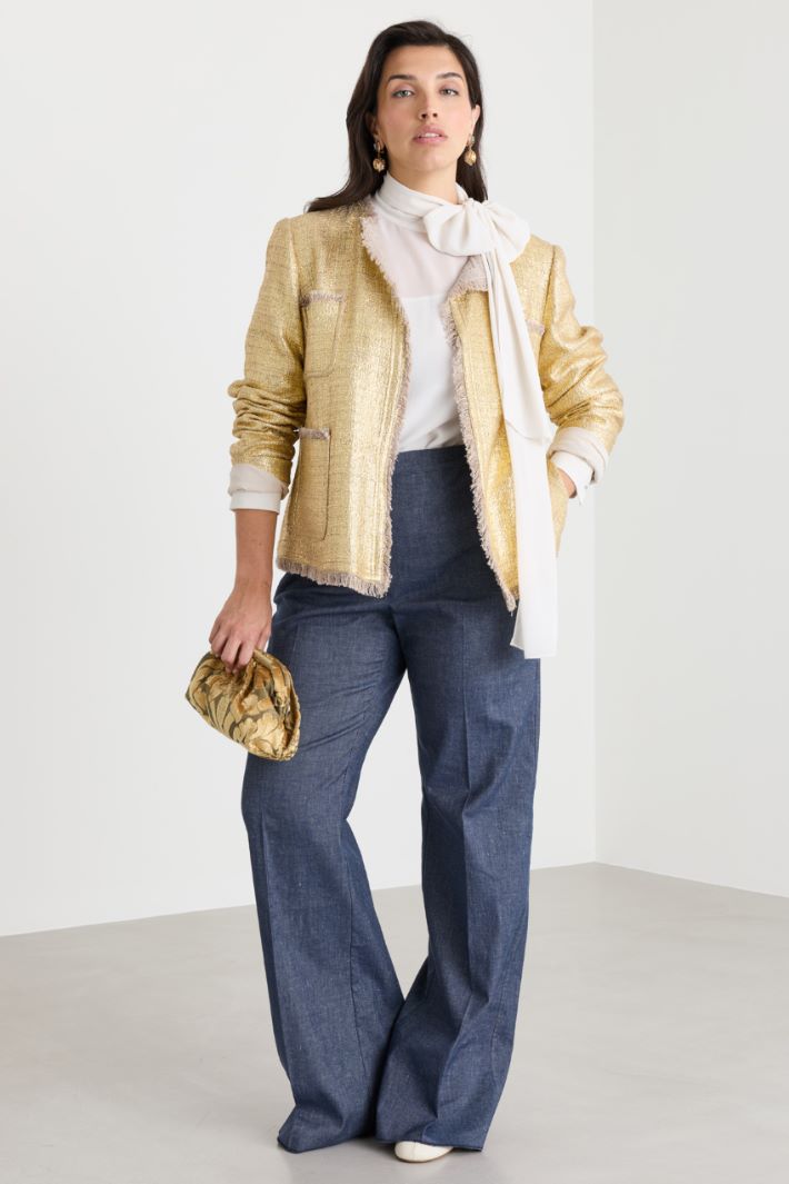 Laminated knit jacket - GOLD - Intrend