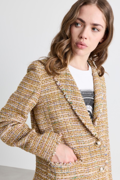 Blazer in stuoia multicolor